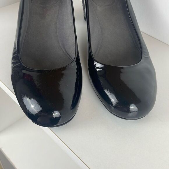 Stuart Weitzman Patent Leather Rounded Toe Jute Wrapped Heel Pumps 10 M - Picture 3 of 12